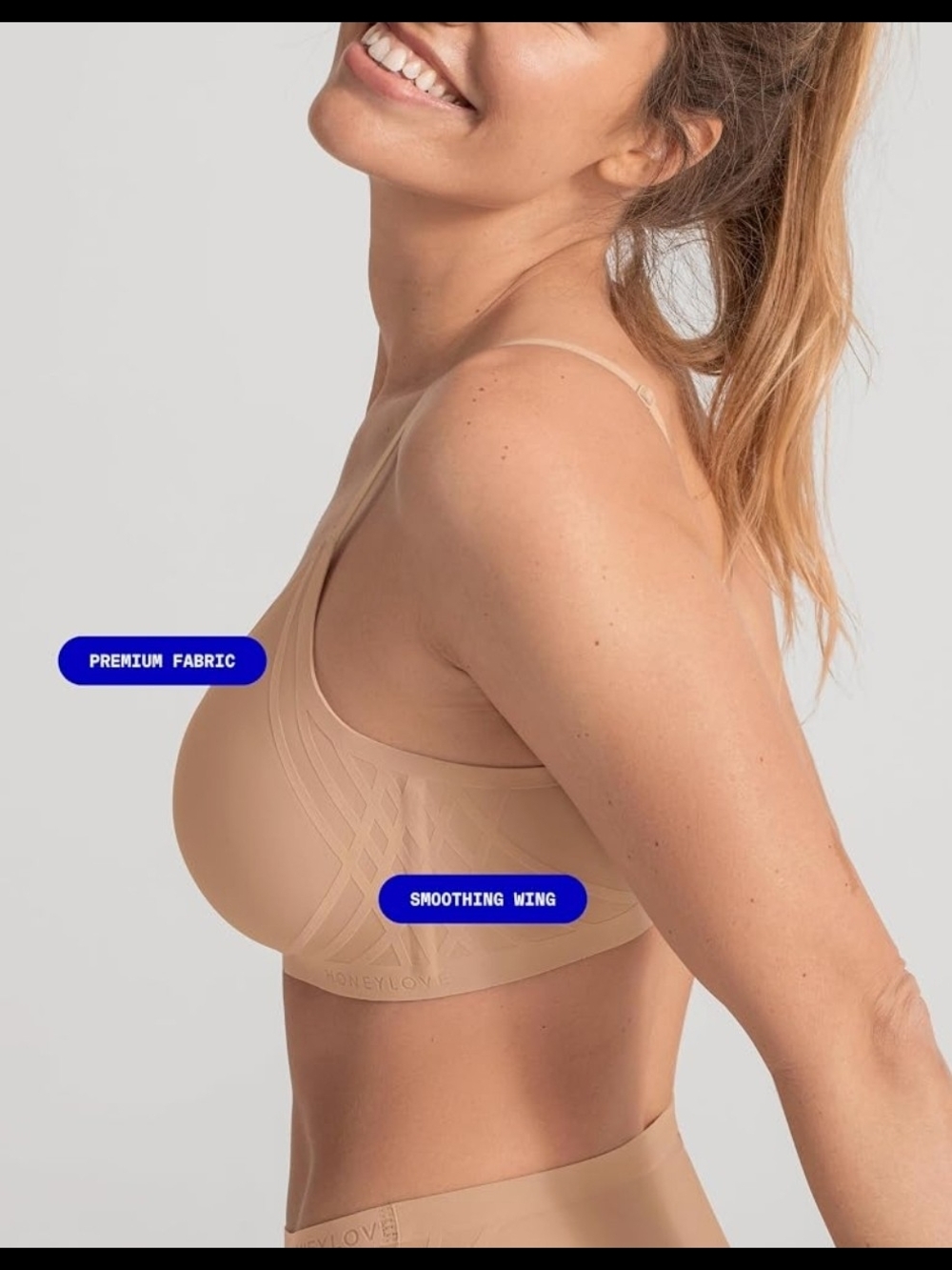HONEYLOVE Bra Size 2X 42C/D Silhouette Wireless Comfortable Support Beige